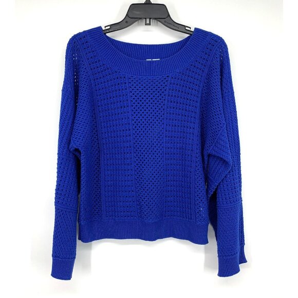 Anthropologie Moth Reese Sweater Blue Wide Sleeve Open Knit - Picture 2 of 10